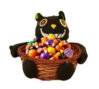 Cestino per caramelle di Halloween, in rattan, | - Contenitore per caramelle, adatto per biscotti, lecca-lecca, snack, cioccolatini e feste