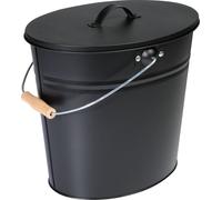 Kamino-Flam 333257 Contenitore per Carbone con Manico e Coperchio, Metallo, Nero, 14x14x33 cm