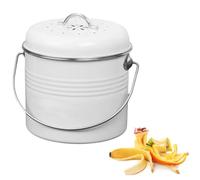 Cestino per compost, contenitore da cucina con coperchio, secchio per rifiuti in metallo formato famiglia, filtro per il controllo degli odori, design con maniglia per il trasporto, interno facile da