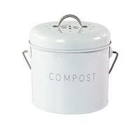 Cestino per compost da esterno con coperchio, contenitore rotondo da cucina per uso domestico, include filtro a carbone, perfetto per foglie di melone e rifiuti nici accessorio da cucina