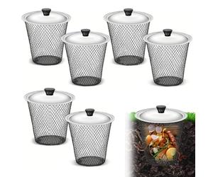 Cestino per compostaggio da esterno, 6 pezzi, con coperchio, sistema di compostaggio sostenibile per ridurre gli sprechi alimentari, compostaggio efficiente per vermi per una vita ecologica