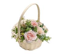 Cestino Per Damigelle, Cestini Intrecciati, Mini Cestino Per Fiori Da Matrimonio Con Manico,Intrecciato Per Damigelle Da Matrimonio, Rattan Intrecciato A Mano Pastora, Es