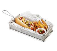 Cestino per friggere in acciaio inossidabile, cestino per friggere in miniatura per patatine, anelli di cipolla, ecc., cestino per snack, nachos, pop-corn 26 x 13 cm, h: 5 cm, manico: 9,5 cm, acciaio inossidabile