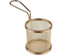 Cestino per friggere in acciaio inox, cestino per snack, acciaio inox, aspetto dorato Ø 8 cm, H: 7,5 cm, manico 9,5 cm