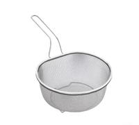 Cestino per friggere in acciaio inox con manico pieghevole con struttura a rete a spirale per un efficiente drenaggio dell'olio, realizzato per friggere e lavare gli alimenti, manipolazione sicura con