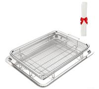 Cestino per friggitrice ad aria in acciaio inox per alimenti, compatibile con più marche, include 30 fogli di carta da forno per cucinare in casa consapevole della salute