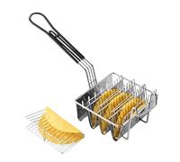 Cestino per friggitrice per tacos | Porta tacos per friggitrice a cestello | Stampo per tortilla fritto in acciaio inossidabile a 4 conchiglie | Per feste, ristoranti, catering, cucina domestica