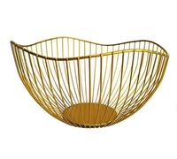 Cestino per frutta da cucina, grande cesto per frutta, in metallo, ondulato, per cucina, verdura e frutta, utilizzato per contenere frutta, verdura e pane (oro)