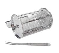 Cestino Per Griglia Rotante In Acciaio Inossidabile, Gabbia Per Cilindro Per Barbecue In Rete Per Griglia, Griglia Da Campeggio Portatile, Accessori Per Barbecue Con Forchetta Per (18CM)