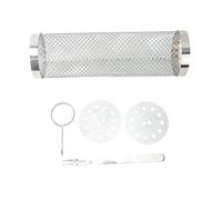 Cestino per grigliare in acciaio inossidabile, cestino per griglia a forma di cilindro per barbecue, cestino per barbecue girevole in rete con gancio e forchetta per la c (29,5 cm/11,6 pollici)