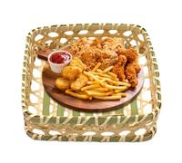 Cestino per il pane da portare, cestino per il pane rustico, accessorio da tavola per la colazione, in rattan naturale, con inserto in tessuto, ideale per panini, buffet, tavolo da pranzo