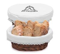Cestino per il pane in vimini per servire il set con fodera rimovibile e coperchio - cestino in rattan fatto a mano 27,9 x 20,3 cm mantiene il pane caldo e fresco - pratico e regalo cestino per il