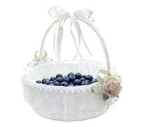 Cestino Per La Damigella D'Onore Con Fiori Per Il Matrimonio - Manico Pieghevole Da Conservazione - Cestino Con Manico Matrimonio, Decorazioni Pasquali, Picnic, Bambini, Portico, Interni, Cuci