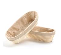 Cestino per la lievitazione del pane,2 pezzi, in rattan naturale, ovale banneton per il pane, per impasto di pane, pizza e pasticceria 29,5 cm
