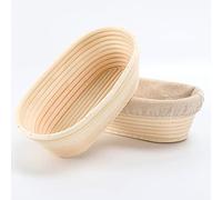 Cestino per la lievitazione del pane,2 pezzi, in rattan naturale, ovale banneton per il pane, per impasto di pane, pizza e pasticceria 24,5 cm