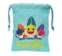 BABY SHARK SURFING - Sacchetto per spuntino da pranzo in borsa, portatodo, qualità e massima resistenza, porta cibo, ricreativo, 20 x 25 cm, colore: blu/bianco, blu/bianco, Estándar, Casual