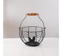 Cestino per la raccolta di uova fresche con manico, stile vintage, in filo metallico, cestino porta uova per piano di lavoro da cucina