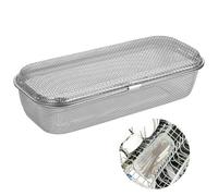 Cestino per lavastoviglie in acciaio inossidabile 304, organizer per utensili da cucina, scolapiatti rettangolare in rete per piccoli oggetti, 25,9 x 11,9 x 7,1 cm, argento