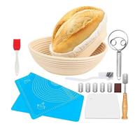 Cestino per lievitazione del pane, 5/8 pezzi di cestini ovali rotondi in vimini di rattan for pasta madre, cottura e fermentazione del pane(35x15x8 5pcs)