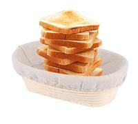 Cestino per lievitazione del pane con fodera, cestino ovale per lievitazione di lievito naturale, in rattan naturale, con fodera in tessuto di lino, per panettieri professionali e domestici