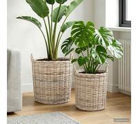 Cestino per piante GENDT 2 pz Grigio naturale Rattan Kubu
