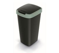 Keden Compacta Q - Pattumiera con coperchio basculante e pieghevole, in plastica, 25 l, colore: Nero/Verde chiaro