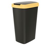 Keden Compacta Q - Pattumiera con coperchio basculante e pieghevole, 45 l, in plastica, per la raccolta dei rifiuti (nero/verde chiaro)