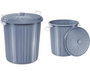 Cestino per rifiuti eliciti con coperchio, grigio, plastica opaca e opaca da 73 litri, 2 staffe di metallo per - 1 pezzo (H2405 NEW