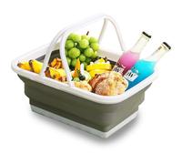Cestino per Spesa, Pieghevole in Plastica con Manico Cestino, Cassa Pieghevole per Shopping,Ottimo da riporre a casa,per conservare gli snack e in campeggio o in Bagno, 9.2 L