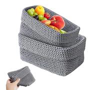 Cestino per Uncinetto per Ospiti, Piccolo Cestino Intrecciato Realizzato a Mano, 2 Cestini Intrecciati in Corda di Cotone, Cesto Portaoggetti Intrecciato, per Cucina, Bagno, Scaffali, Pane, Grigio