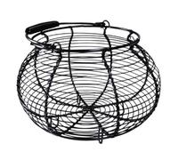 Cestino per uova Cestino decorativo in filo metallico for uova di anatra, gallina e oca, for la raccolta di uova di pane e frutta, 20 x 20 x 13 cm.(Black)