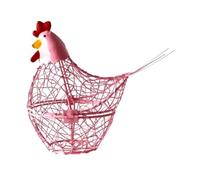 Cestino per uova Cestino portaoggetti in filo metallico a forma di gallina, contenitore for la raccolta delle uova, portauova di gallina da fattoria, for decorazioni da cucina e for la casa(A pink)