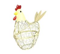 Cestino per uova Cestino portaoggetti in filo metallico a forma di gallina, contenitore for la raccolta delle uova, portauova di gallina da fattoria, for decorazioni da cucina e for la casa(A yellow)