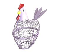 Cestino per uova Cestino portaoggetti in filo metallico a forma di gallina, contenitore for la raccolta delle uova, portauova di gallina da fattoria, for decorazioni da cucina e for la casa(A purple)