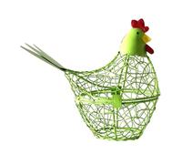 Cestino per uova Cestino portaoggetti in filo metallico a forma di gallina, contenitore for la raccolta delle uova, portauova di gallina da fattoria, for decorazioni da cucina e for la casa(A green)
