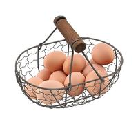Cestino per Uova di Gallina, Cesto per Frutta, cestini per Raccogliere Uova in Filo Tondo arrugginito, Cestino per Pane, Cestino portaoggetti da Picnic, Maniglia Comoda, può Contenere 12 Uova