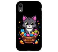 Cestino per uova di Pasqua con gatto e uova colorate Custodia per iPhone XR