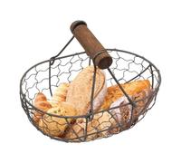 Cestino per uova in filo metallico, cestino per raccogliere uova, cestino ovale con manico, cestino portaoggetti da picnic con design in stile fattoria, può contenere 12 uova per cucina, sala da