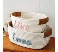 Cestino Personalizzato Con Nome For Baby Shower For Bambine E Bambini, Cestino In Cotone Personalizzato Con Nome, Regalo For Neonati/animali Domestici/giocattoli(13x24x32cm)