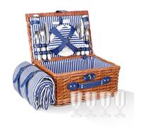 Cestino Picnic,Cesto Picnic Vimini Coperta Impermeabile e Set di Posate, Set Pic