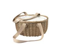 Cestino picnic. Esterno in vimini intrecciato con interno termico e tavolino pieghevole con vano porta bicchiere. Pratiche maniglie per il trasporto, chiusura con zip. 42 x 28 x h 19 cm - Subway