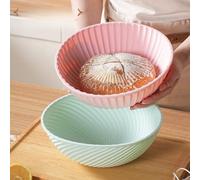 Cestino pieghevole in silicone per lievitazione del pane con anello in acciaio inossidabile e fodera in cotone, per lievitazione di pasta madre, fermentazione, lavabile in lavastoviglie (C)