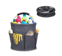 Cestino Porta Attrezzi, 17L Borsa per Pulizia con 6 Tasche e Manico, 28cm Borsa per Attrezzi Pieghevole in Tessuto Oxford, Cestino Portaoggetti Pulizie Impermeabile Cesto per Le Pulizie (Grigio)