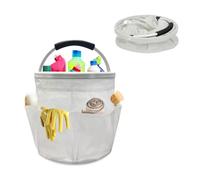 Cestino Porta Attrezzi, 17L Borsa per Pulizia con 6 Tasche e Manico, 28cm Borsa per Attrezzi Pieghevole in Tessuto Oxford, Cestino Portaoggetti Pulizie Impermeabile Cesto per Le Pulizie (Clear)