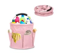 Cestino Porta Attrezzi, 17L Borsa per Pulizia con 6 Tasche e Manico, 28cm Borsa per Attrezzi Pieghevole in Tessuto Oxford, Cestino Portaoggetti Pulizie Impermeabile Cesto per Le Pulizie (Rosa)