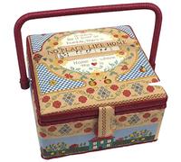 Cestino porta cucito, fantasia home celeste