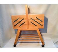 Cestino porta lavoro in legno chiaro a 3 piani su ruote (Largo) art 72-4C