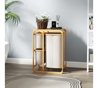 Cestino Portabiancheria con 3 Sacchi e Ripiani Estraibili in Tessuto, Cesto Portabiancheria in Bambù, 50x32x69.7 cm, Color Bambù e Crema Description:Tieni in ordine tutti i panni sporchi con questo ce