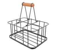 Cestino portabottiglie in metallo con manico in legno Cassetta rustica per