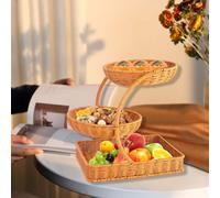 Cestino portafrutta e caramelle in rattan sintetico a 3 livelli, 33x25x34 cm,